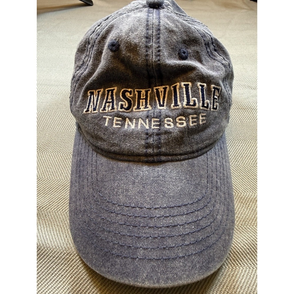 Nashville Tennessee Hat Cap Black Embroidered Trucker Stone Washed Adult Cotton